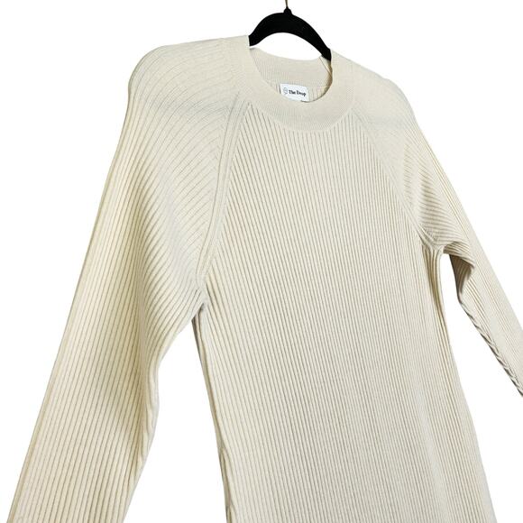 The Drop Womens Renata Rib Midi Dress Size Medium Cream Ribbed Sweater Dress - Picture 3 of 9